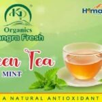 “Eco-friendly packaging of mint green tea bags”